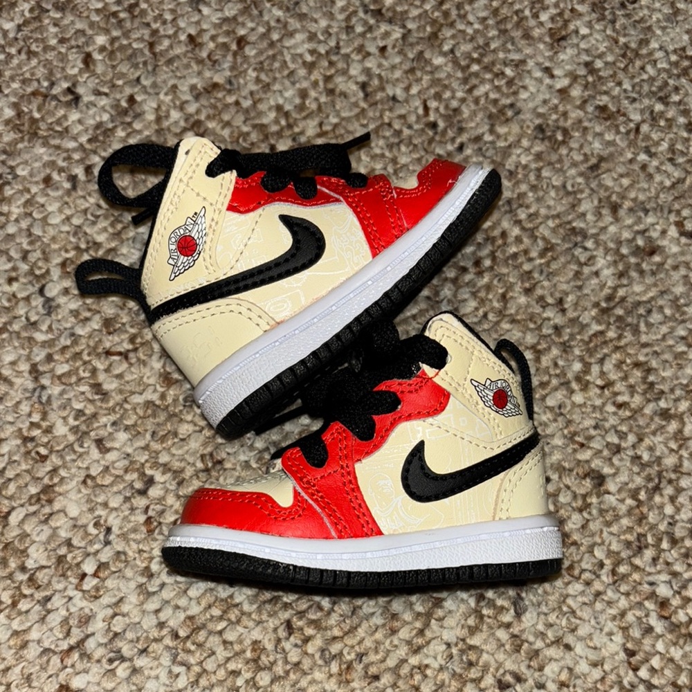 Jordan Kids Red Cream Black High-Top Sneakers